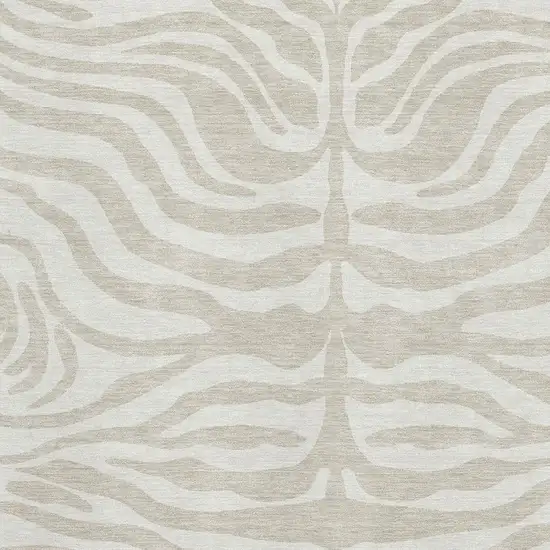 Beige And Ivory Animal Print Washable Area Rug With UV Protection Photo 2