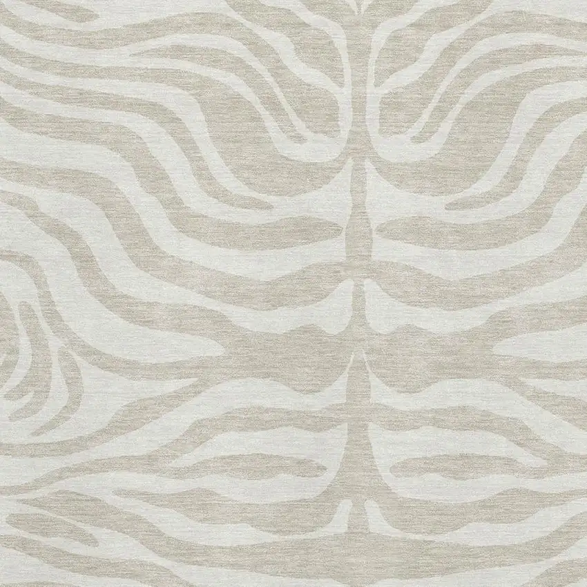 Beige And Ivory Animal Print Washable Area Rug With UV Protection Photo 2