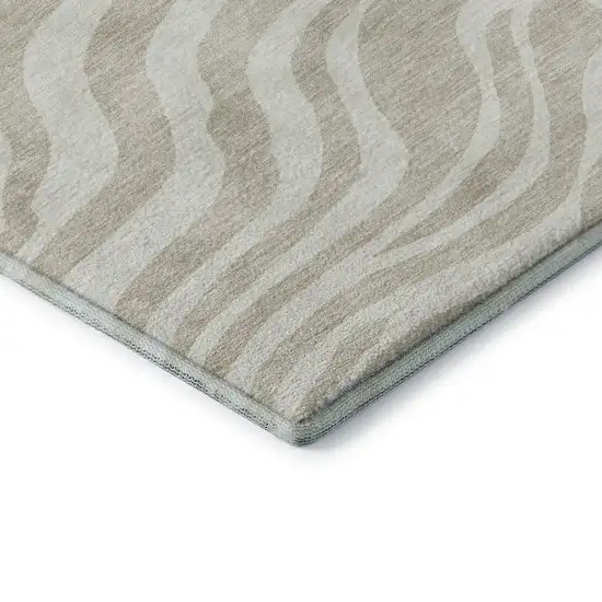 Beige And Ivory Animal Print Washable Area Rug With UV Protection Photo 7