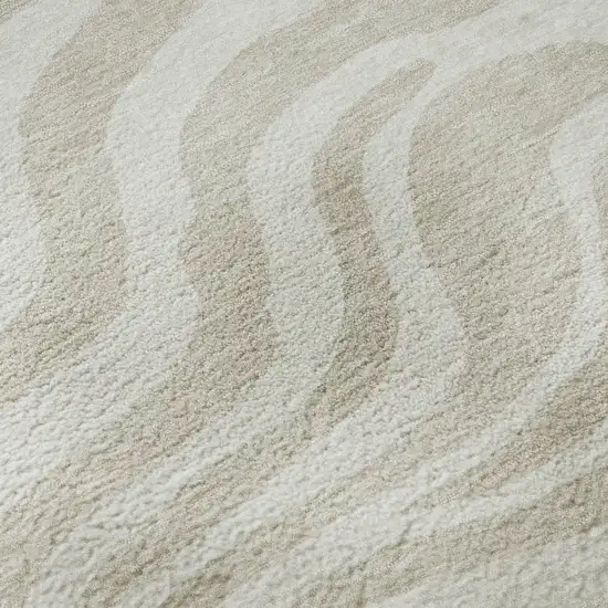 Beige And Ivory Animal Print Washable Area Rug With UV Protection Photo 9