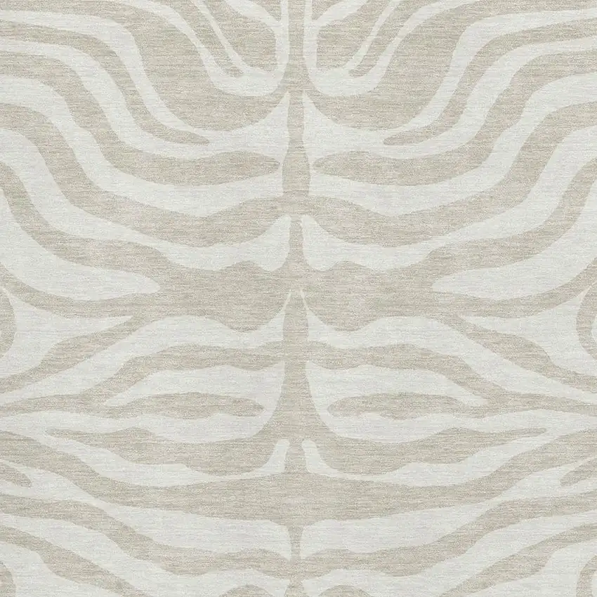 Beige And Ivory Animal Print Washable Area Rug With UV Protection Photo 2