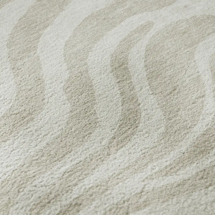 Beige And Ivory Animal Print Washable Area Rug With UV Protection Photo 9