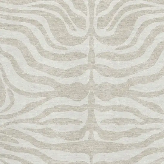Beige And Ivory Animal Print Washable Area Rug With UV Protection Photo 2
