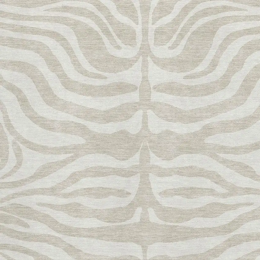 Beige And Ivory Animal Print Washable Area Rug With UV Protection Photo 2