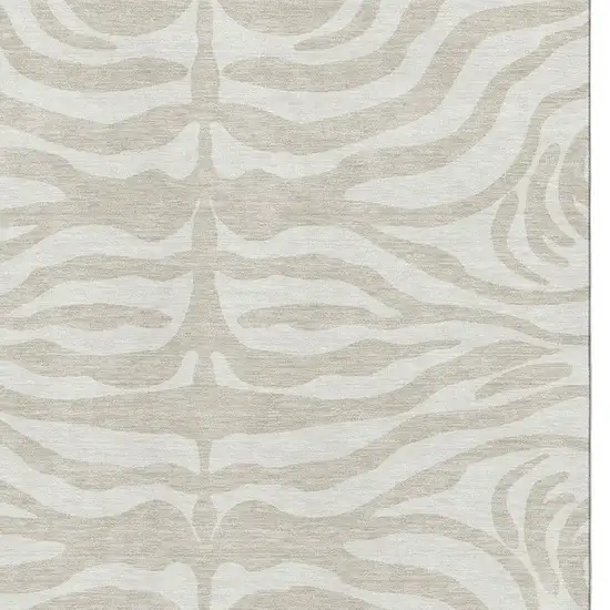 Beige And Ivory Animal Print Washable Area Rug With UV Protection Photo 2