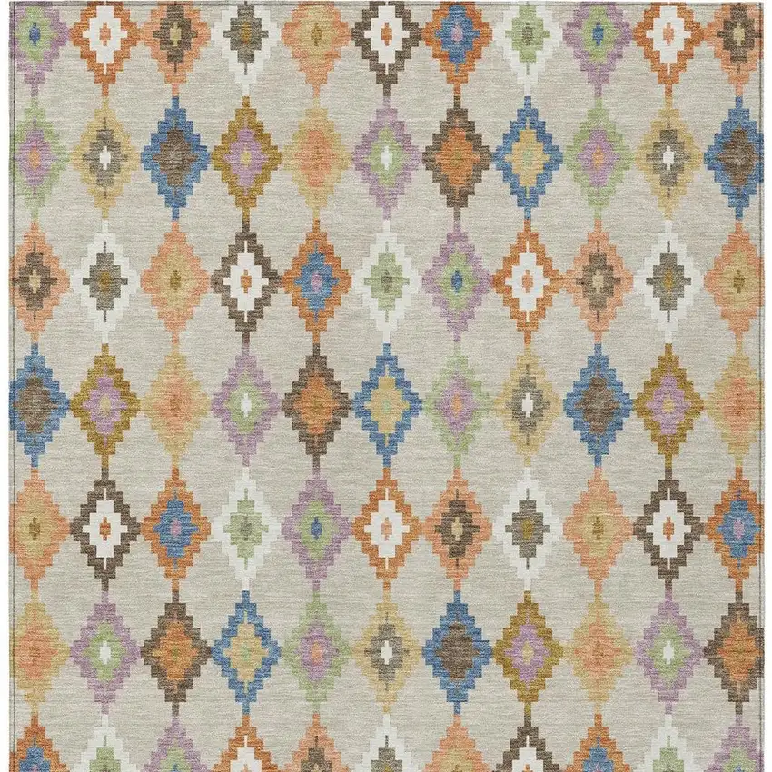 Beige And Ivory Aztec Washable Indoor Outdoor Area Rug Photo 4