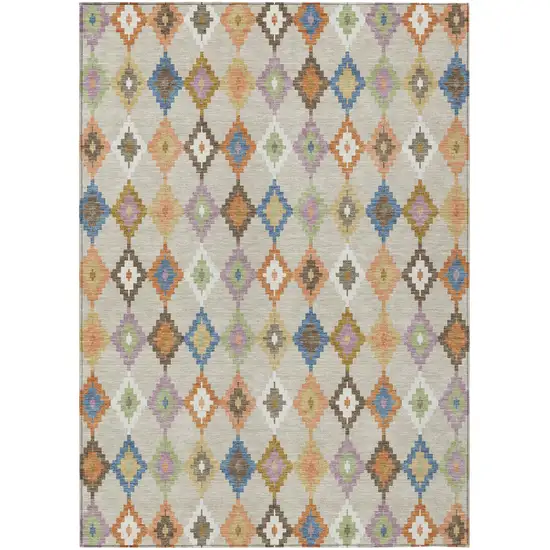 Beige And Ivory Aztec Washable Indoor Outdoor Area Rug Photo 2