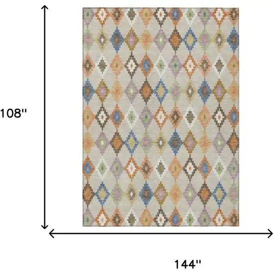 Beige And Ivory Aztec Washable Indoor Outdoor Area Rug Photo 7