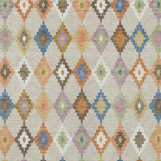 Beige And Ivory Aztec Washable Indoor Outdoor Area Rug Photo 3
