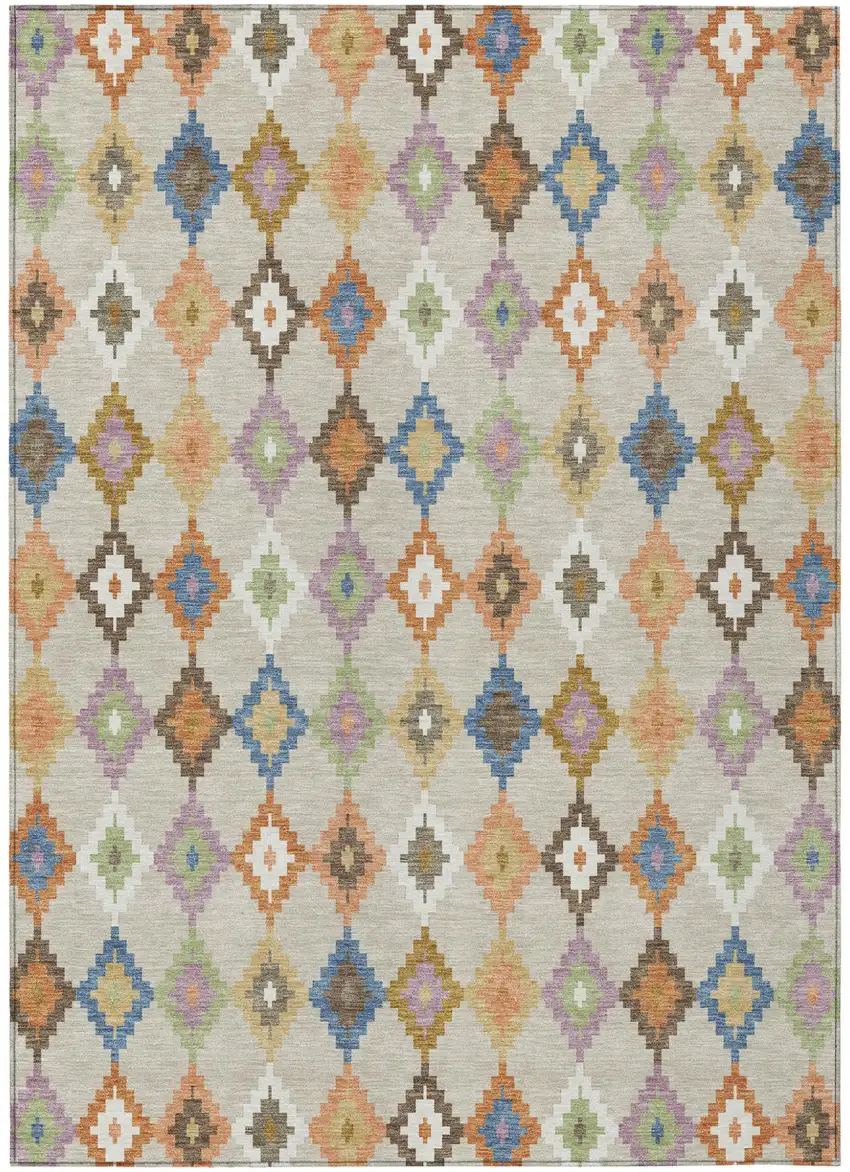 Beige And Ivory Aztec Washable Indoor Outdoor Area Rug Photo 2