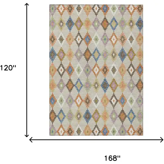 Beige And Ivory Aztec Washable Indoor Outdoor Area Rug Photo 7