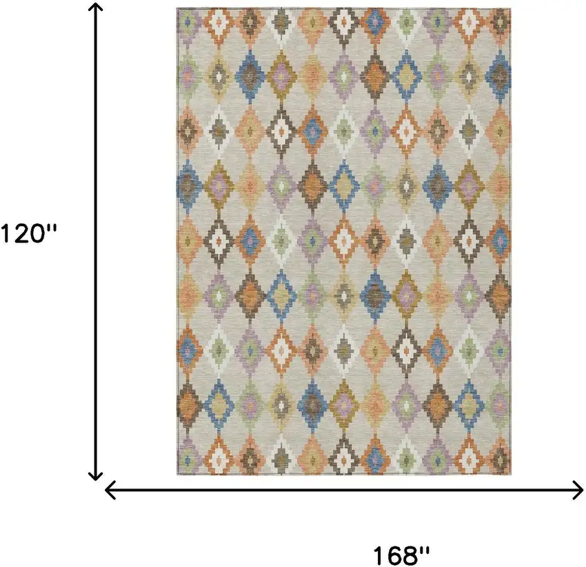 Beige And Ivory Aztec Washable Indoor Outdoor Area Rug Photo 7