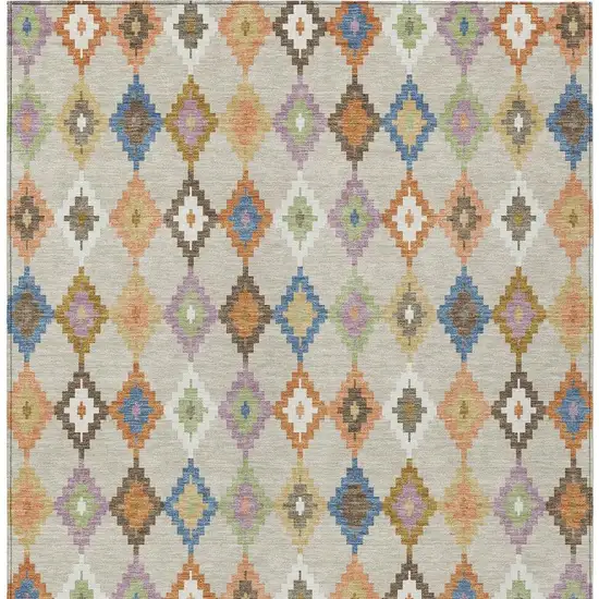 Beige And Ivory Aztec Washable Indoor Outdoor Area Rug Photo 4