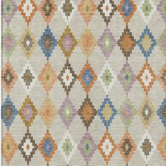 Beige And Ivory Aztec Washable Indoor Outdoor Area Rug Photo 3