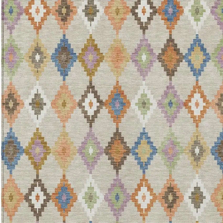 Beige And Ivory Aztec Washable Indoor Outdoor Area Rug Photo 3