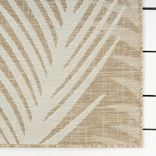 Beige And Ivory Botanical Leaves Area Rug Photo 8
