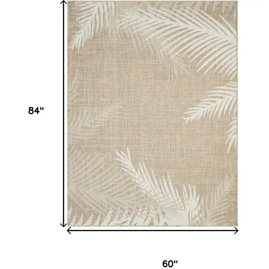 Beige And Ivory Botanical Leaves Area Rug Photo 3