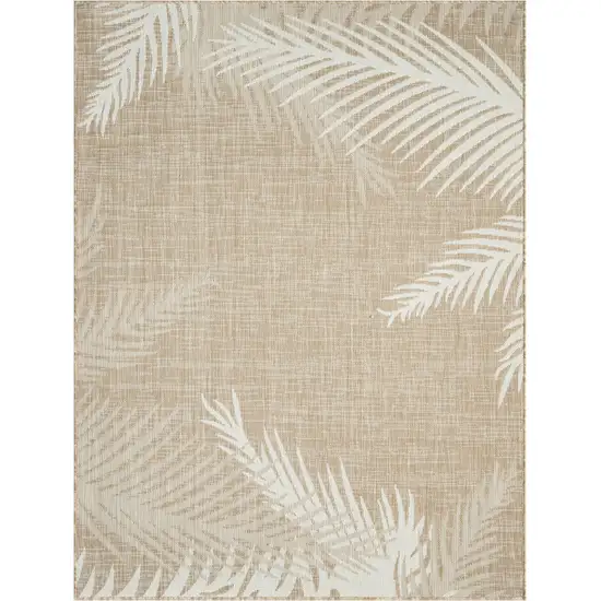Beige And Ivory Botanical Leaves Area Rug Photo 2
