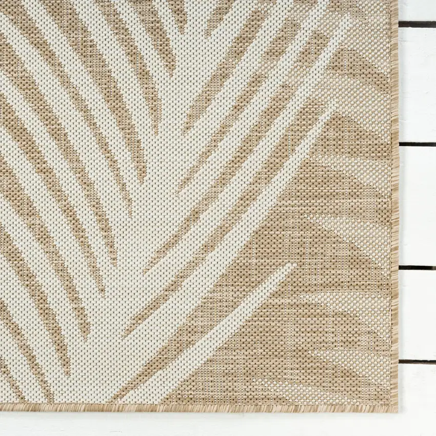 Beige And Ivory Botanical Leaves Area Rug Photo 8