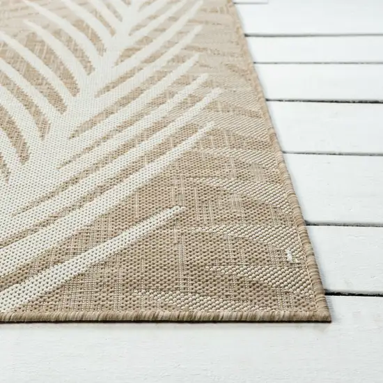 Beige And Ivory Botanical Leaves Area Rug Photo 6
