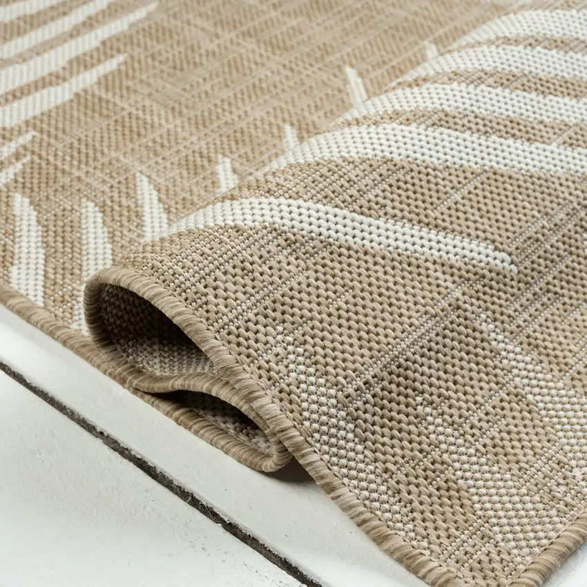 Beige And Ivory Botanical Leaves Area Rug Photo 7