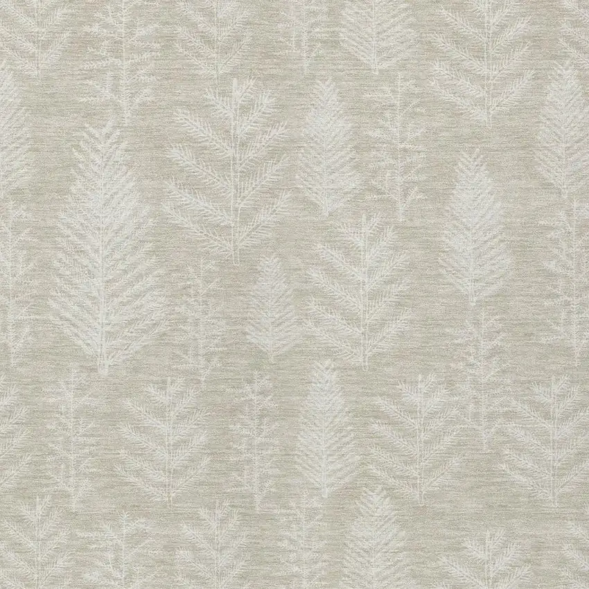 Beige And Ivory Botanical Leaves Washable Indoor Outdoor Area Rug Photo 3