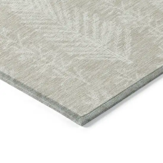 Beige And Ivory Botanical Leaves Washable Indoor Outdoor Area Rug Photo 9