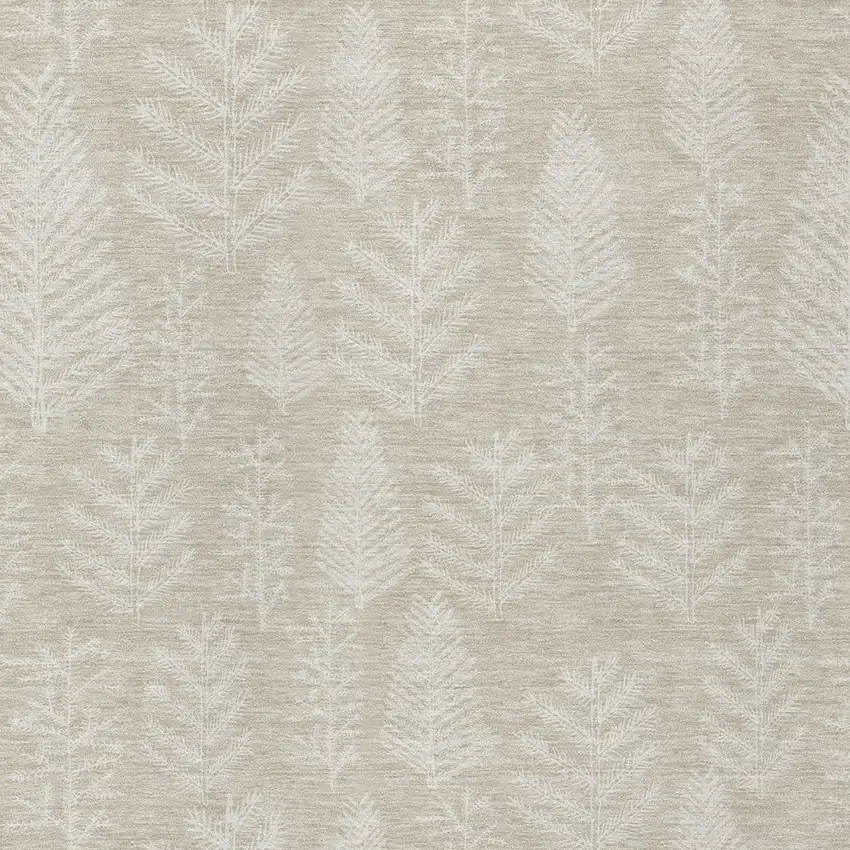Beige And Ivory Trees Washable Indoor Outdoor Area Rug Photo 6