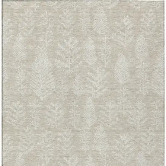 Beige And Ivory Trees Washable Indoor Outdoor Area Rug Photo 7