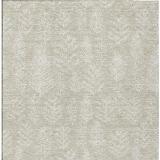 Beige And Ivory Botanical Leaves Washable Indoor Outdoor Area Rug Photo 3