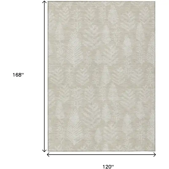 Beige And Ivory Trees Washable Indoor Outdoor Area Rug Photo 9