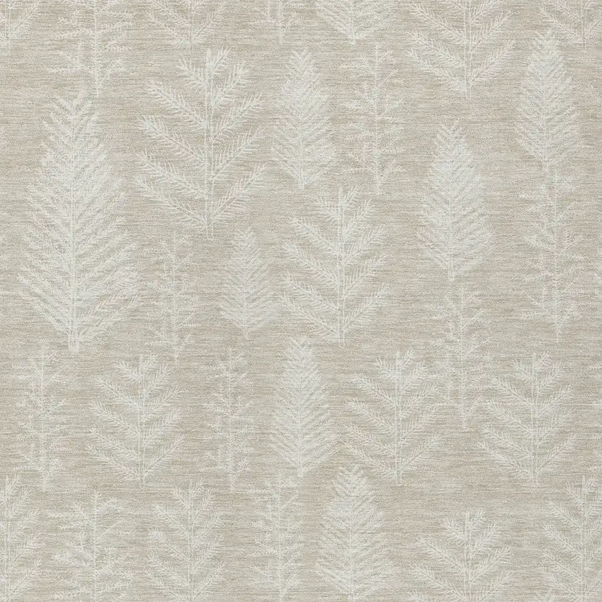 Beige And Ivory Trees Washable Indoor Outdoor Area Rug Photo 6