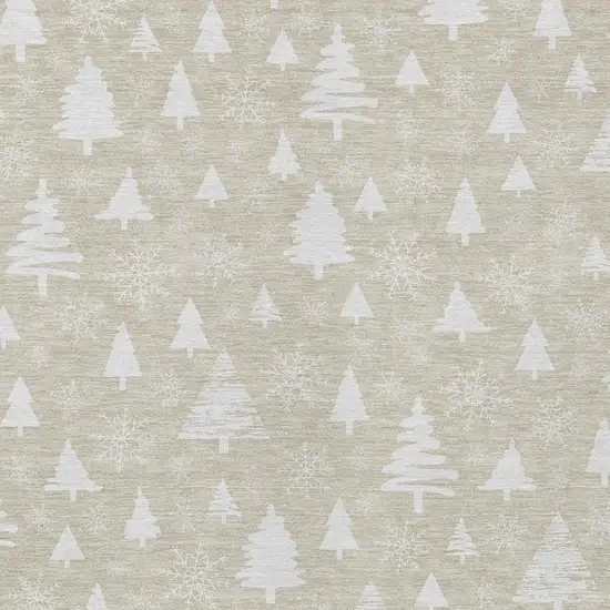 Beige And Ivory Botanical Leaves Washable Indoor Outdoor Area Rug Photo 4