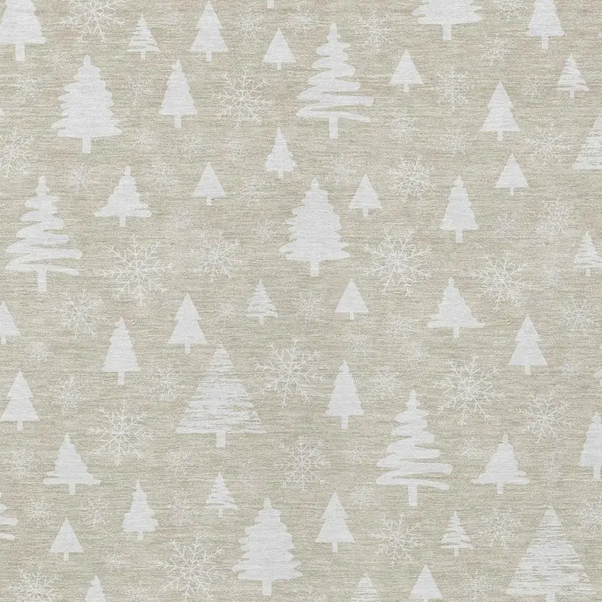 Beige And Ivory Botanical Leaves Washable Indoor Outdoor Area Rug Photo 4