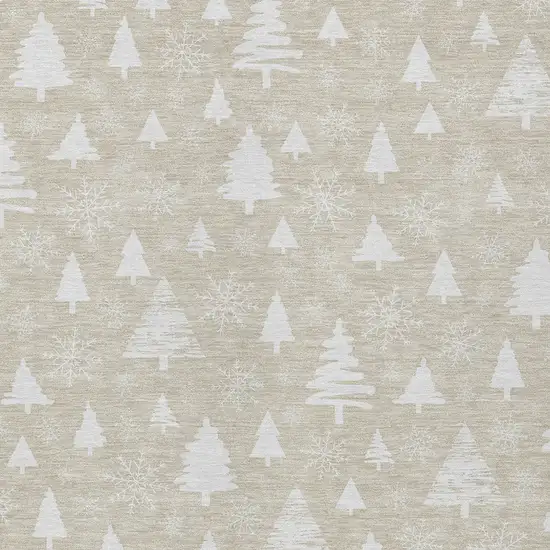 Beige And Ivory Trees Washable Indoor Outdoor Area Rug Photo 7