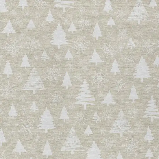 Beige And Ivory Botanical Leaves Washable Indoor Outdoor Area Rug Photo 4