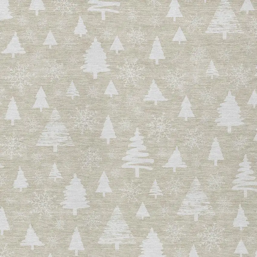 Beige And Ivory Botanical Leaves Washable Indoor Outdoor Area Rug Photo 4