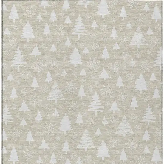 Beige And Ivory Botanical Leaves Washable Indoor Outdoor Area Rug Photo 3