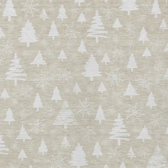 Beige And Ivory Trees Washable Indoor Outdoor Area Rug Photo 7