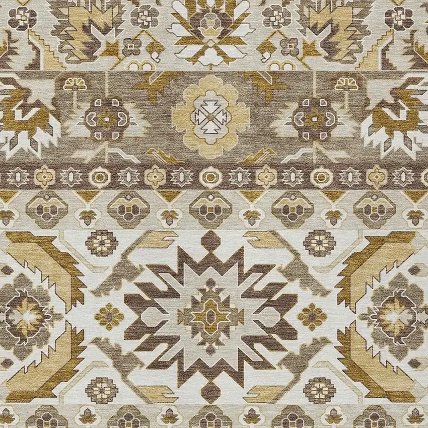 Beige And Ivory Cactus Washable Indoor Outdoor Area Rug Photo 2