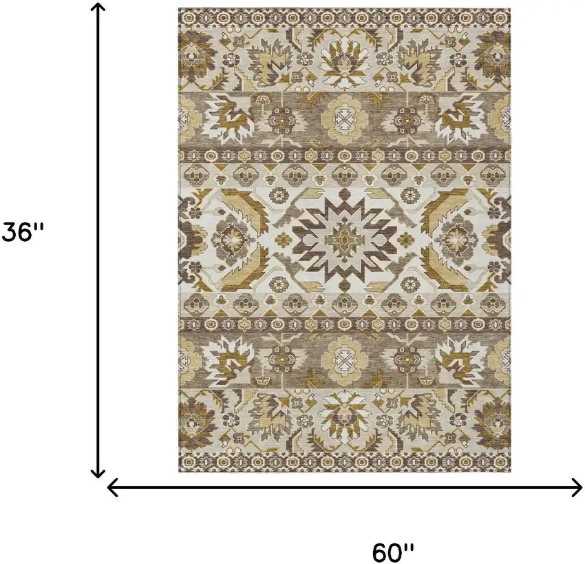 Beige And Ivory Cactus Washable Indoor Outdoor Area Rug Photo 6