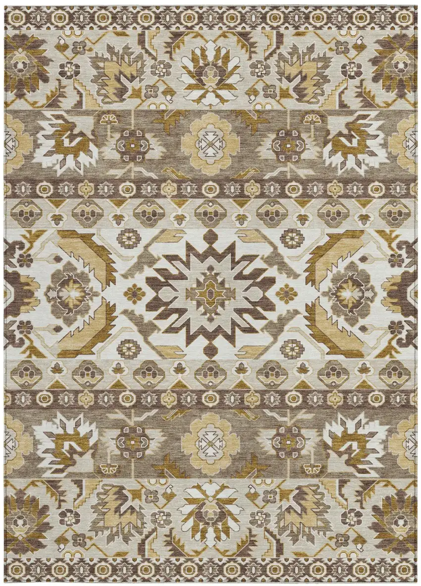 Beige And Ivory Cactus Washable Indoor Outdoor Area Rug Photo 3