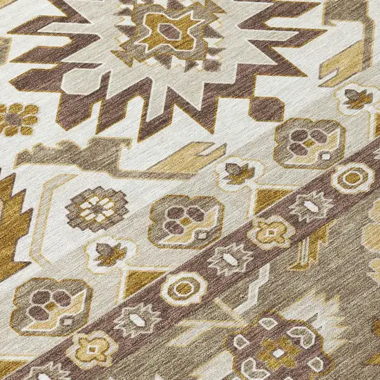 Beige And Ivory Cactus Washable Indoor Outdoor Area Rug Photo 5
