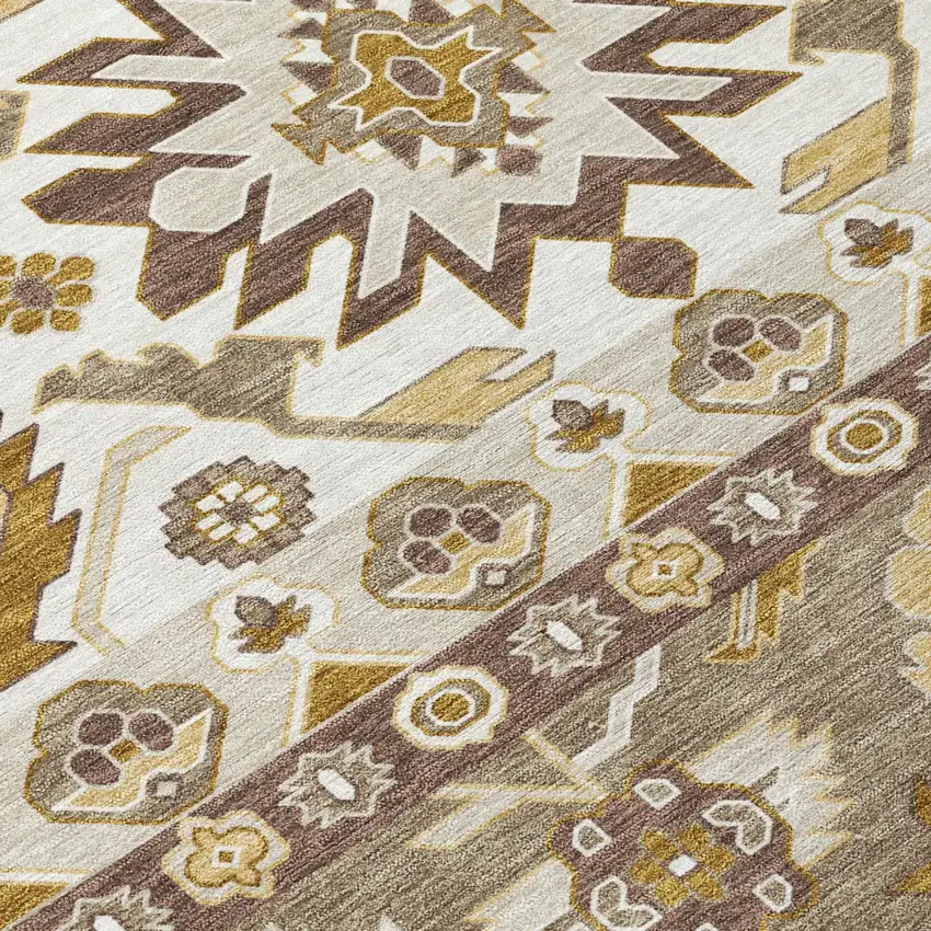 Beige And Ivory Cactus Washable Indoor Outdoor Area Rug Photo 5
