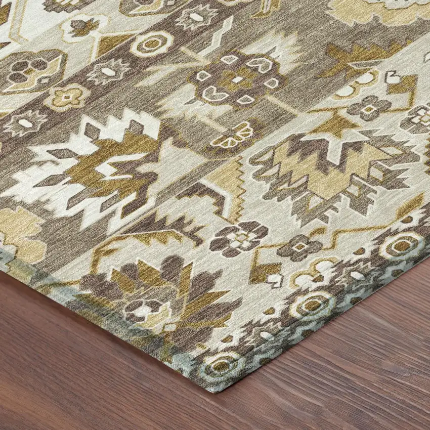 Beige And Ivory Cactus Washable Indoor Outdoor Area Rug Photo 4