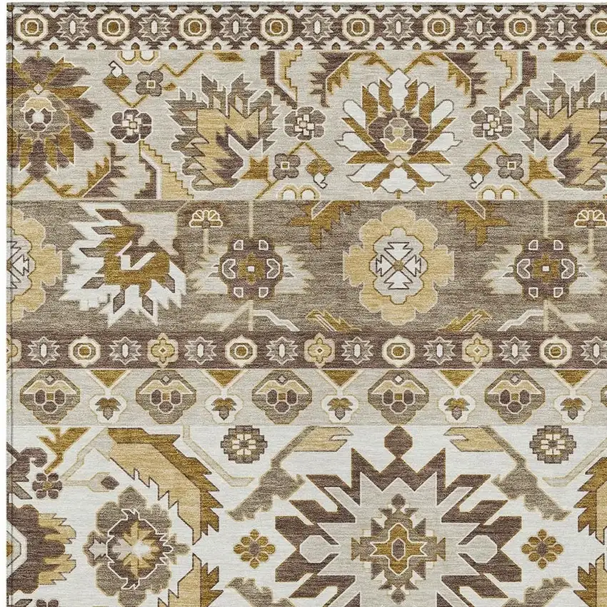Beige And Ivory Cactus Washable Indoor Outdoor Area Rug Photo 2