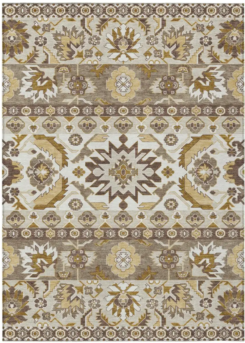 Beige And Ivory Cactus Washable Indoor Outdoor Area Rug Photo 1
