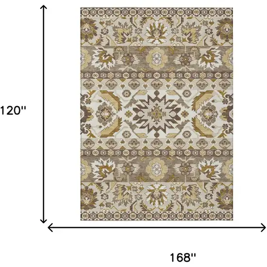 Beige And Ivory Cactus Washable Indoor Outdoor Area Rug Photo 6