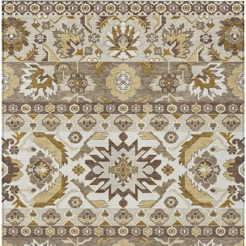 Beige And Ivory Cactus Washable Indoor Outdoor Area Rug Photo 3