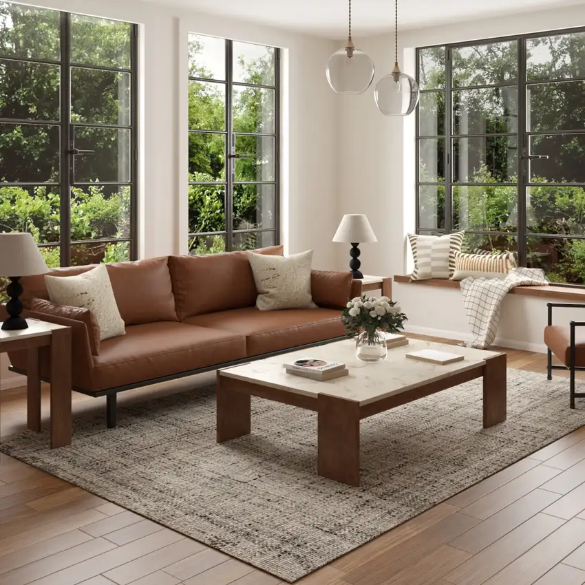 Beige And Ivory Checkered Hand Woven Area Rug Photo 6